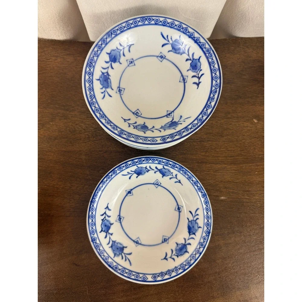 VTG Set SIX (6) IDG Williams Sonoma MCM Blue White Grande Cuisine Berry Bowls